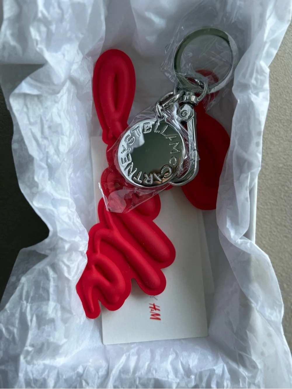 Stella McCartney Red Script Logo Key & Card Holder